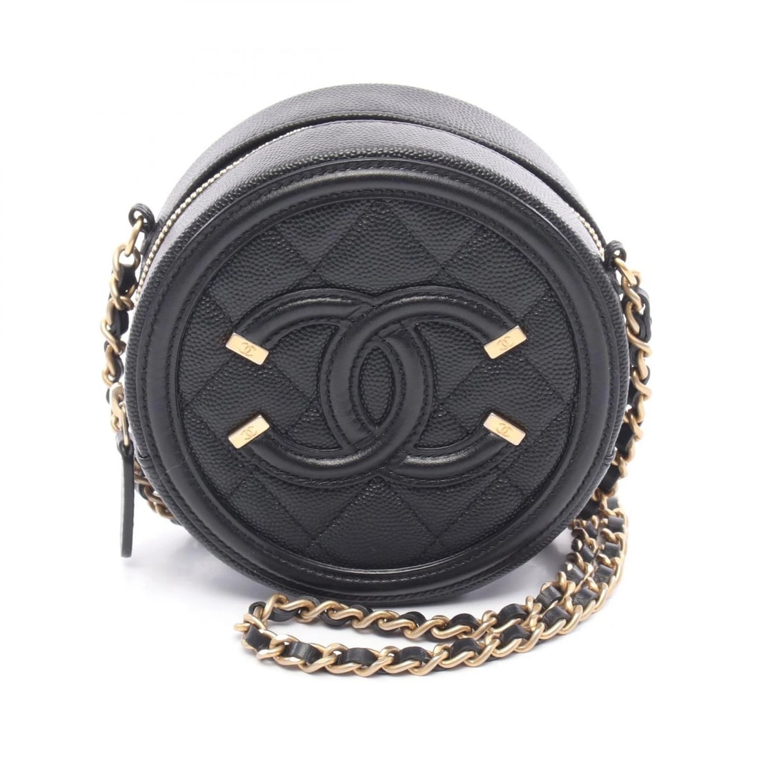 CHANEL CC FILIGREE CROSSBODY CHAIN SHOULDER BAG: CHANEL CC Filigree Crossbody Chain Shoulder Bag Brand: CHANEL Type: Shoulder Bag Material: Calfskin (cowhide) Color: Black??ish colors Size: (H:4.7" x W:4.7" x D:2.4") Accessories: None Ac