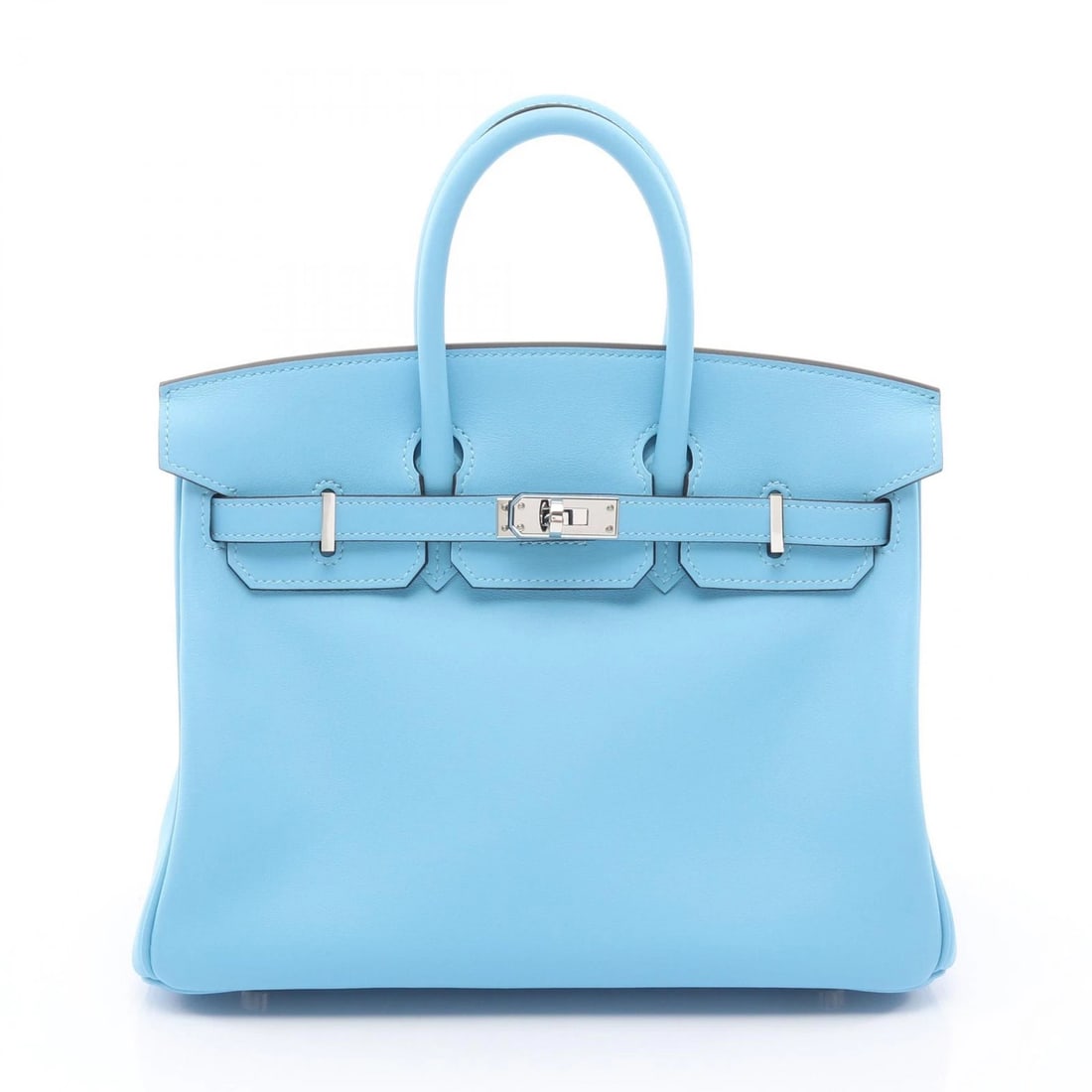 HERMES BIRKIN 25 HANDBAG B SWIFT LEATHER BLUE CELESTE: HERMES Birkin 25 Handbag B Swift leather Blue Celeste Brand: HERMES Type: Handbag Material: Vaux Swift leather × leather × Vaux Swift leather Color: Celeste / Blue??ish colors Size: (H:7.9" x W:9.8"
