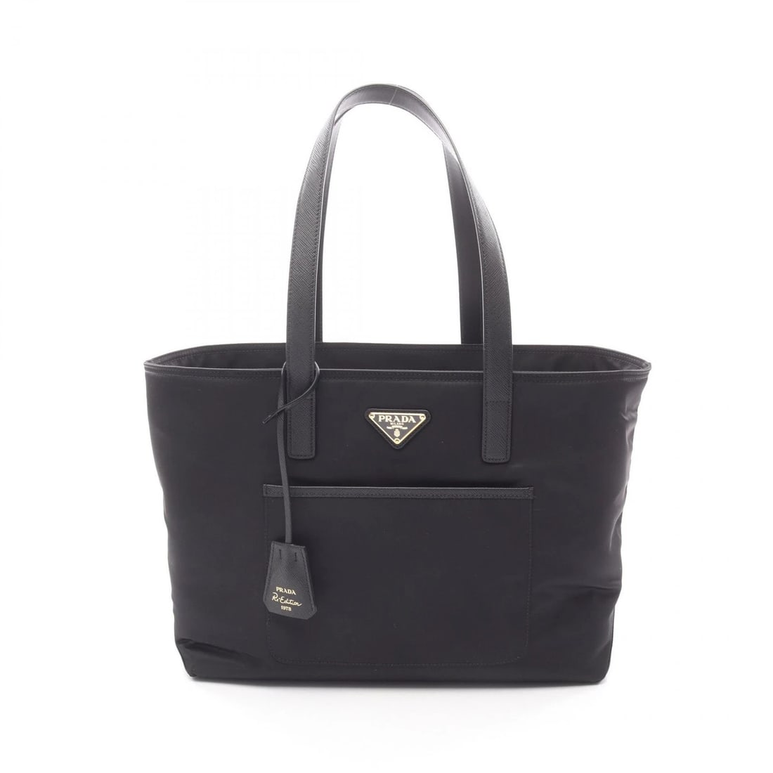 PRADA RE-EDITION 1978 RE NYLON TOTE BAG: PRADA Re-Edition 1978 RE NYLON Tote Bag Brand: PRADA Type: Tote Bag Material: Nylon × Saffiano leather Color: Black??ish colors Size: (H:9.8" x W:13.2" x D:5.9") Accessories: None Accessor