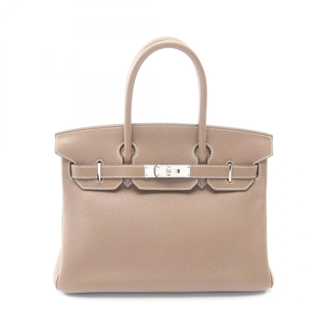 HERMES BIRKIN 30 HANDBAG N TAURILLON CLEMENCE: HERMES Birkin 30 Handbag N Taurillon Clemence Brand: HERMES Type: Handbag Material: Taurillon Clemence × leather × Taurillon Clemence Color: Etoupe Grey / Beige??ish colors Size: (H:9.4" x W:11.8" x