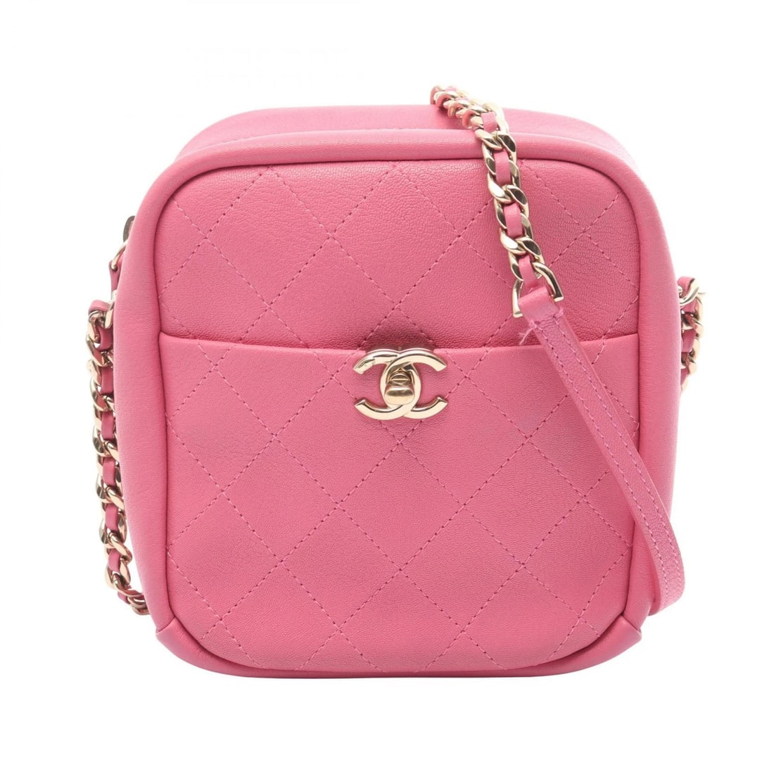 CHANEL MATELASSE CHAIN CROSSBODY SHOULDER CAMERA BAG: CHANEL Matelasse chain crossbody Shoulder camera Bag Brand: CHANEL Type: Shoulder Bag Material: leather Color: Pink??ish colors Size: (H:6.7" x W:6.3" x D:3.0") Accessories: None Accessori