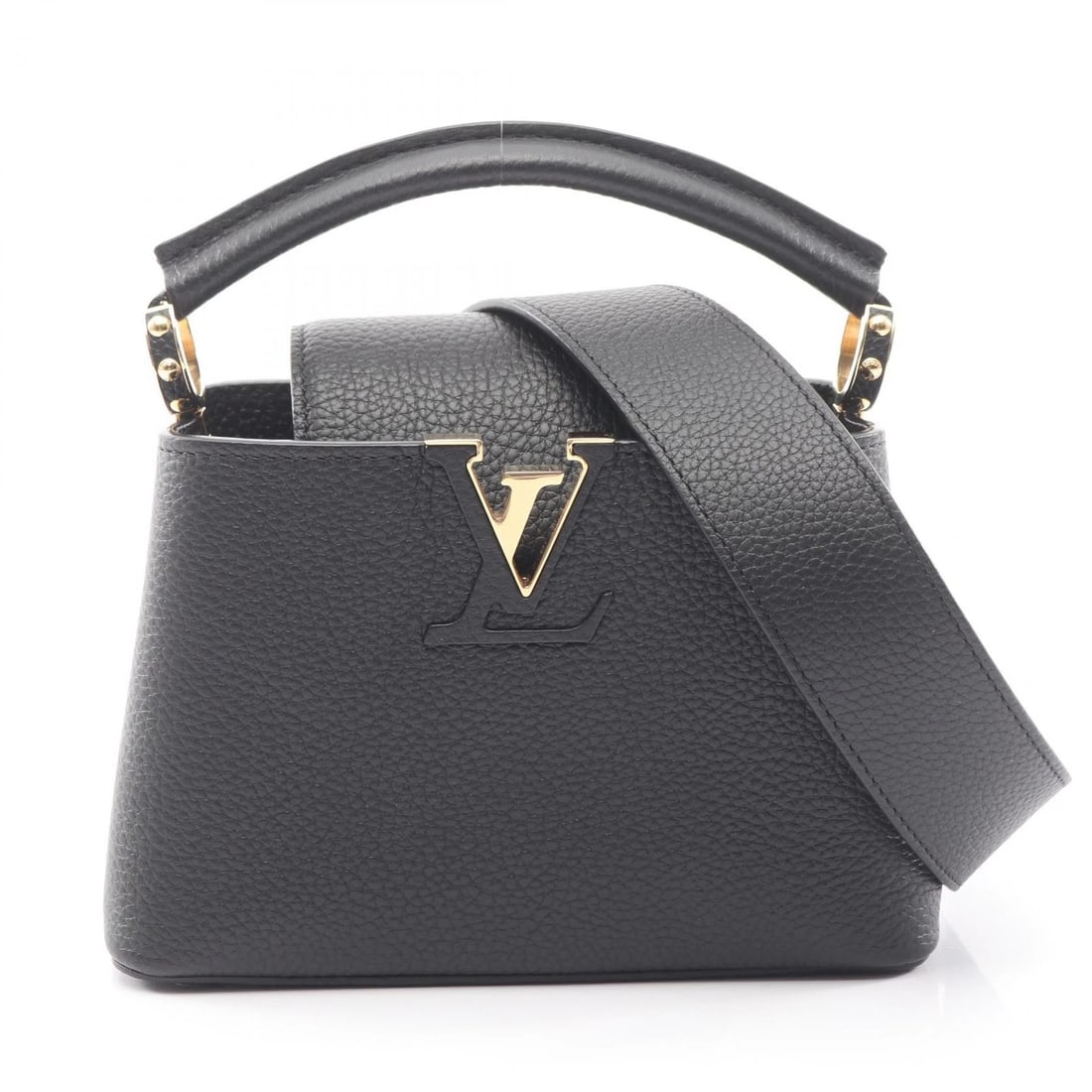 LOUIS VUITTON CAPUCINE MINI SHOULDER HANDBAG: LOUIS VUITTON Capucine MINI Shoulder handbag Brand: LOUIS VUITTON Type: Handbag Material: Taurillon Clemence Leather × leather Color: Black / Black??ish colors Size: (H:6.1" x W:7.9" x D:3.0") Acc