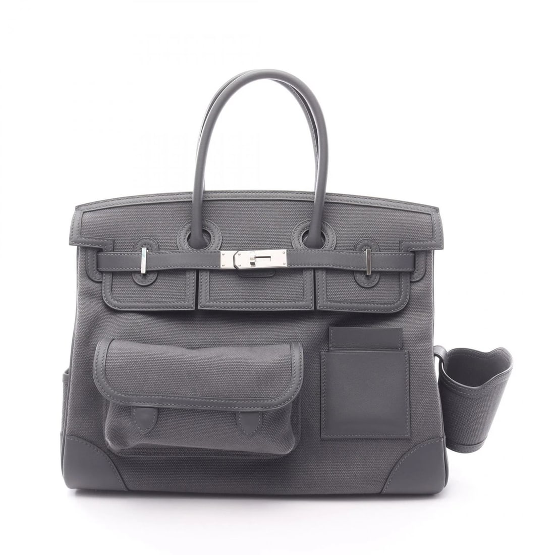 HERMES BIRKIN CARGO 35 HANDBAG K TOILE: HERMES Birkin Cargo 35 Handbag K Toile Brand: HERMES Type: Handbag Material: Toile H × leather × Toile H / Swift leather Color: Gray??ish colors × Gris misty??ish colors Size: (H:11.4" x W:13.8" x 