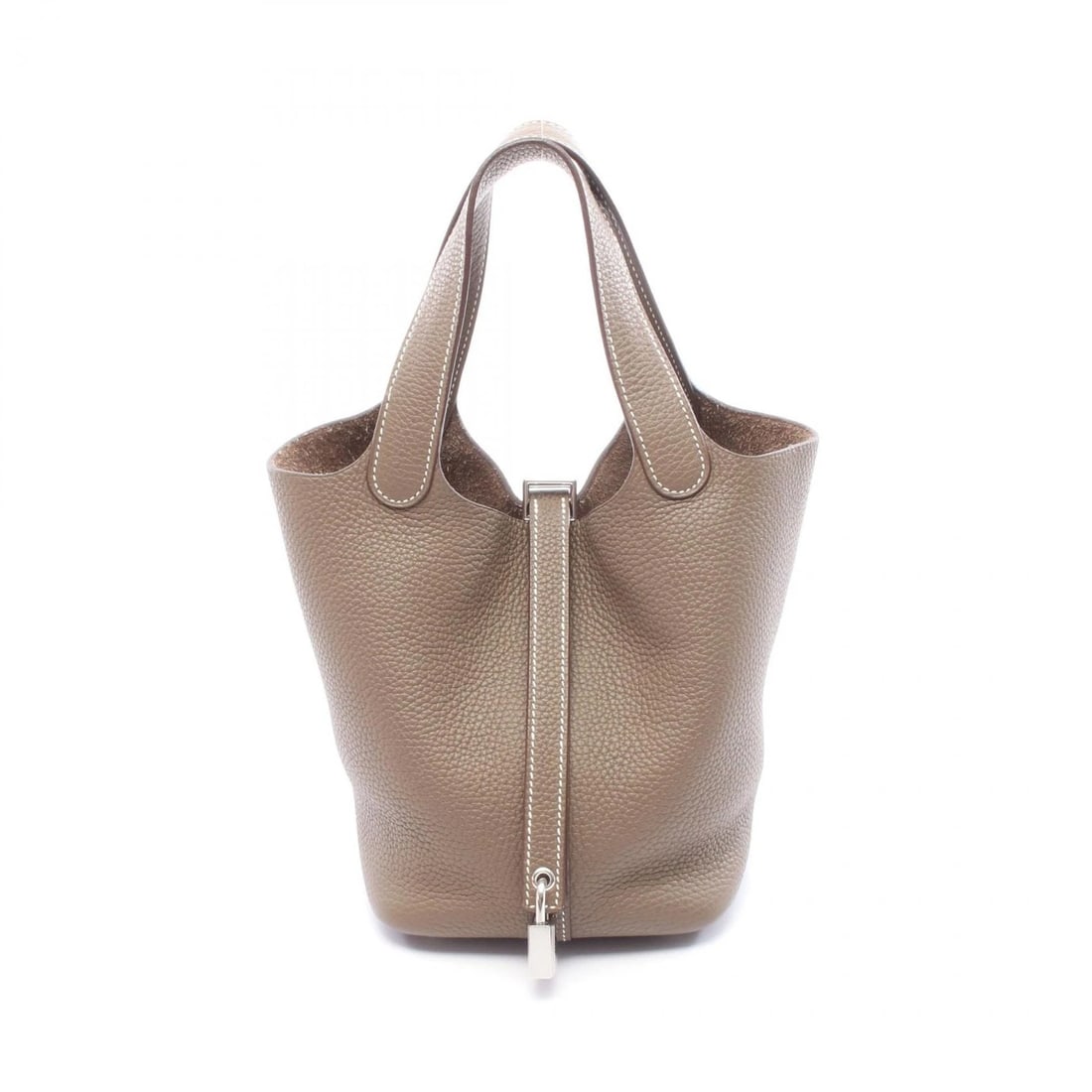 HERMES PICOTIN LOCK PM HANDBAG CLEMENCE LEATHER GRAY: HERMES Picotin Lock PM Handbag Clemence leather Gray Brand: HERMES Type: Handbag Material: Taurillon Clemence × leather × Taurillon Clemence Color: Etoupe Grey / Gray??ish colors Size: (H:7.3" x W:7