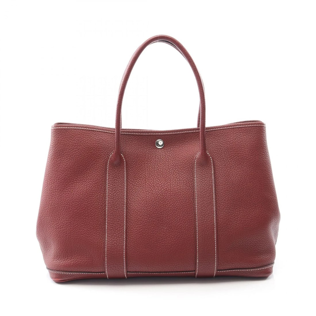 HERMES GARDEN PARTY PM TOTE HANDBAG NEGONDA LEATHER: HERMES Garden party PM Tote Handbag Negonda leather Brand: HERMES Type: Tote Bag Material: Negonda leather × leather × Negonda leather Color: Rouge H / Bordeaux??ish colors Size: (H:9.8" x W:14.2" x
