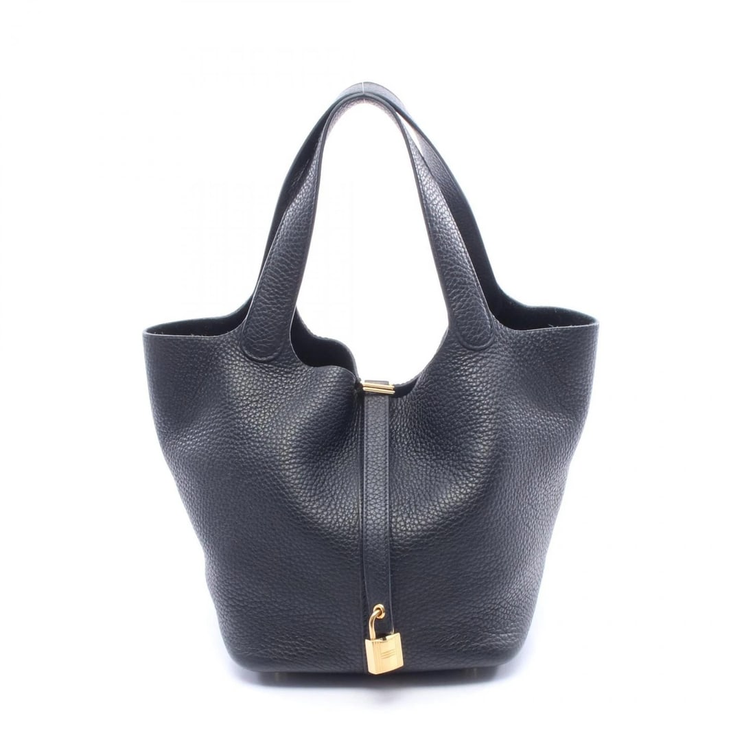 HERMES PICOTIN LOCK MM TOTE BUCKET HANDBAG: HERMES Picotin Lock MM tote bucket Handbag Brand: HERMES Type: Handbag Material: Taurillon Clemence × leather × Taurillon Clemence Color: Black??ish colors Size: (H:8.3" x W:8.7" x D:6.7") Accesso