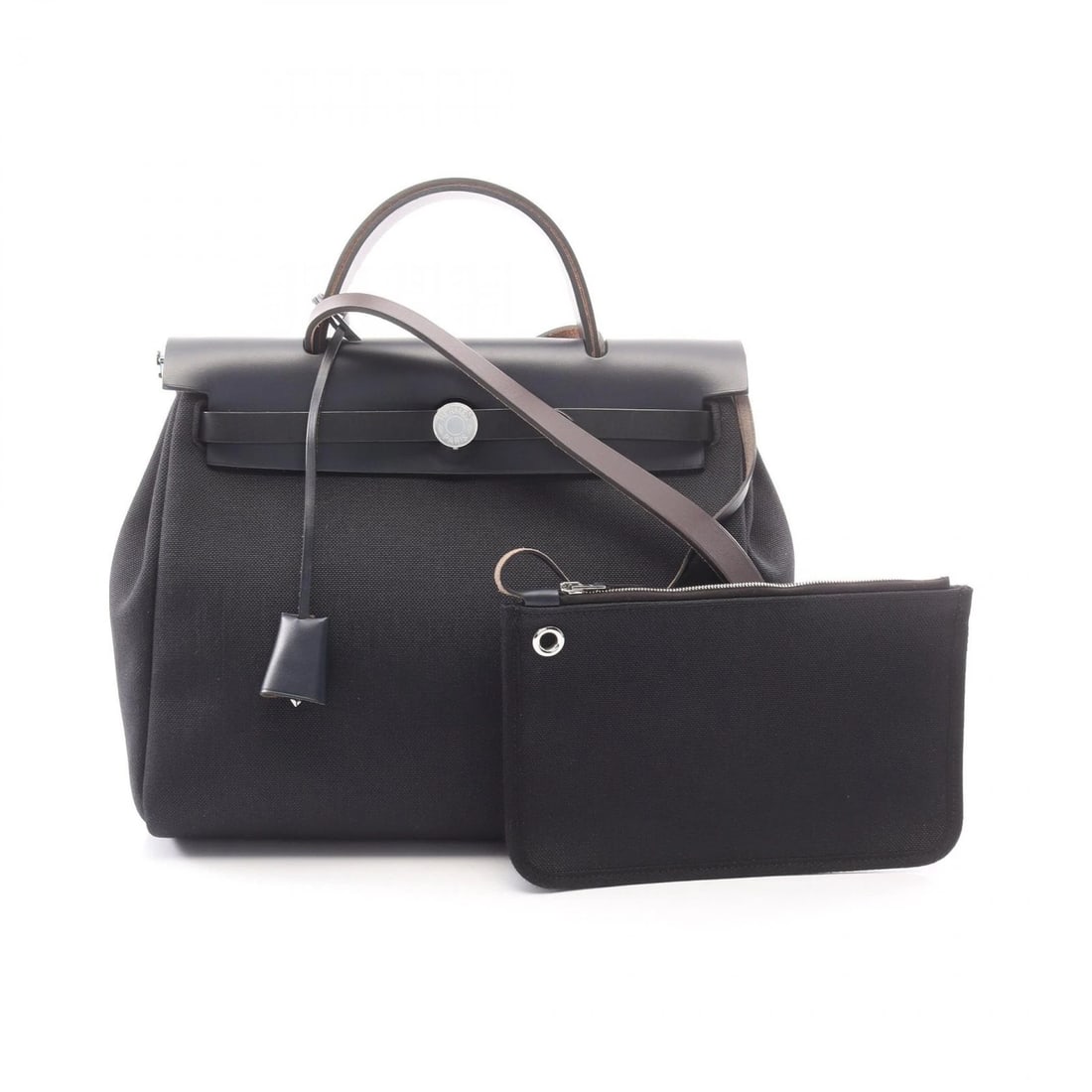 HERMES HERBAG ZIP PM SHOULDER HANDBAG: HERMES Herbag Zip PM shoulder Handbag Brand: HERMES Type: Handbag Material: Towar Military × canvas × leather × Toile Military / Vache leather hunter Color: Blue nuit / Black??ish colors × Navy??i