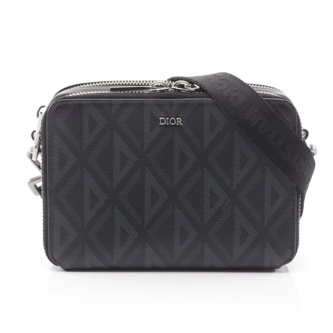 CHRISTIAN DIOR CD DIAMOND MESSENGER POUCH SHOULDER BAG: Christian Dior CD Diamond Messenger Pouch Shoulder Bag Brand: Dior Type: Shoulder Bag Material: PVC coated canvas × leather Color: Black??ish colors × Gray??ish colors Size: (H:4.9" x W:6.7") Acce