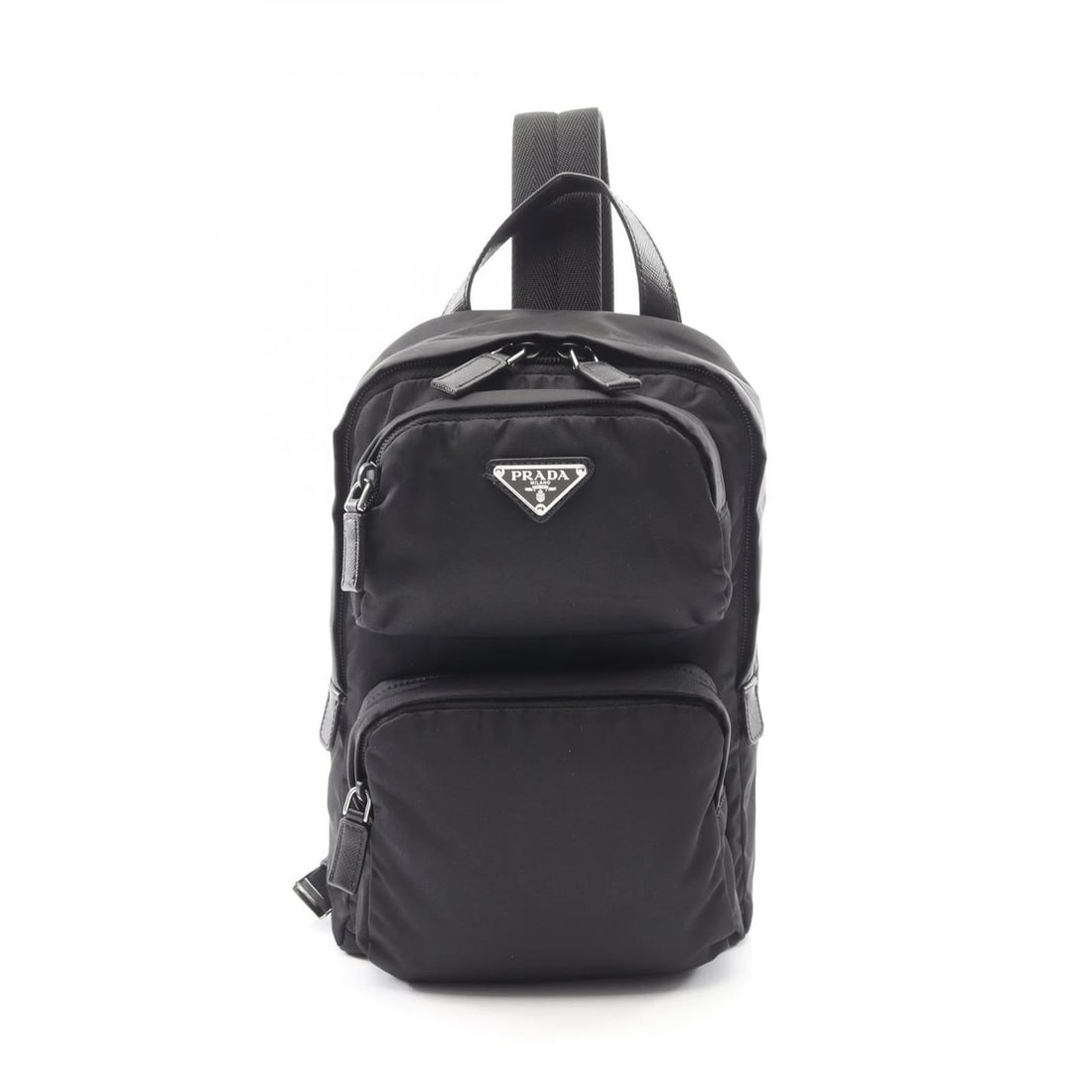 PRADA RE-NYLON WAIST BUM BELT BAG: PRADA Re-Nylon Waist bum belt bag Brand: PRADA Type: Waist bag Body bag Material: Nylon × Saffiano leather Color: Black??ish colors Size: (H:11.8" x W:7.9" x D:1.6") Accessories: None Acce