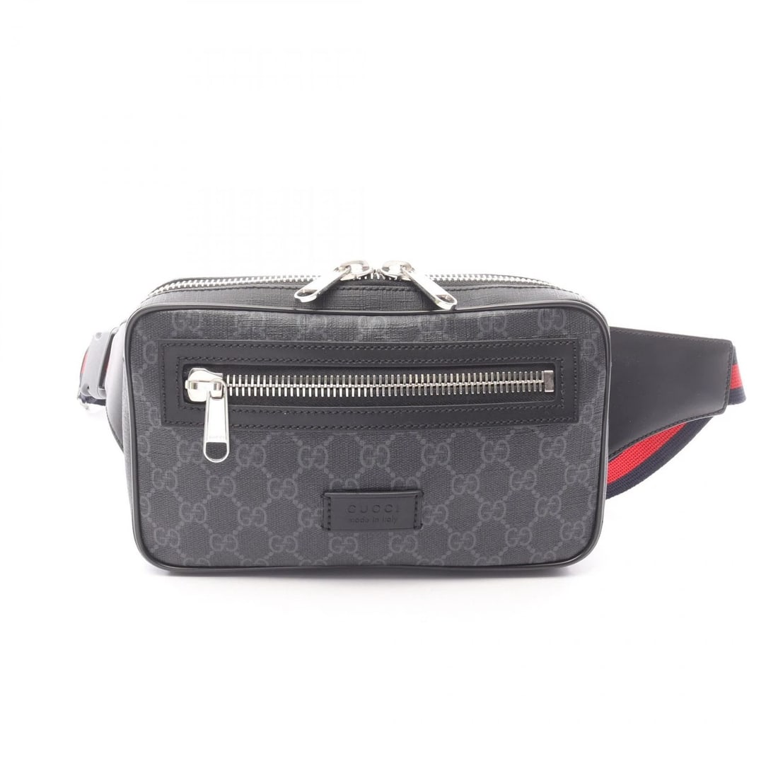 GUCCI SOFT GG SUPREME SHERRY LINE WAIST BELT BAG: GUCCI Soft GG Supreme Sherry Line Waist Belt Bag Brand: GUCCI Type: Waist bag Material: PVC coated canvas × leather Color: Black??ish colors Size: (H:5.5" x W:9.3" x D:2.0") Accessories: None