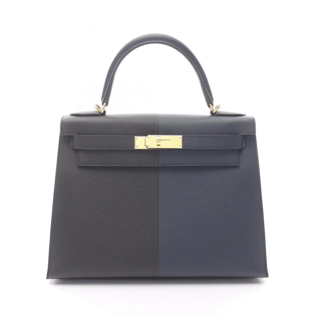 HERMES KELLY 28 CASAQUE SHOULDER HANDBAG: HERMES Kelly 28 Casaque Shoulder Handbag Brand: HERMES Type: Handbag Material: Epsom × Epsom Color: Black??ish colors × Navy??ish colors × Blue??ish colors Size: (H:8.3" x W:11.0" x D:4.3")