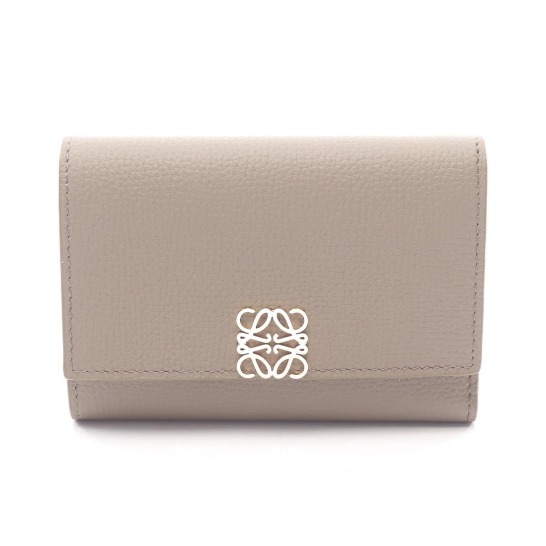 LOEWE ANAGRAM VERTICAL WALLET SMALL TRI-FOLD WALLET: LOEWE Anagram Vertical Wallet Small Tri-fold wallet Brand: LOEWE Type: Tri-fold wallet Material: leather Color: Gray??ish colors Size: (H:3.1" x W:4.5"x D:1.2) Accessories: None Accessorie