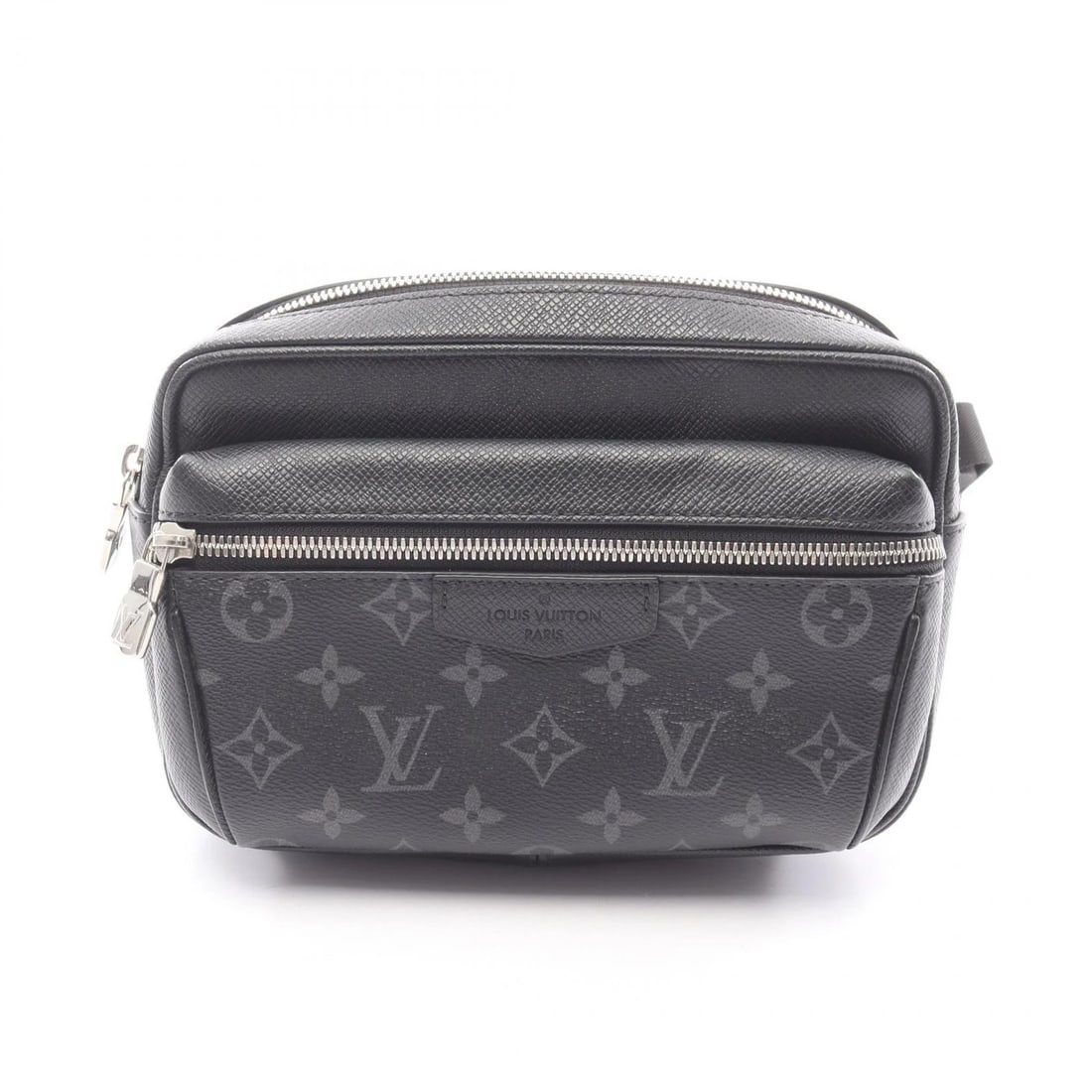 LOUIS VUITTON OUTDOOR BUM WAIST BELT BAG: LOUIS VUITTON outdoor bum Waist belt bag Brand: LOUIS VUITTON Type: Waist bag Body bag Material: Taigarama × PVC coated canvas × leather Color: Black / Black??ish colors Size: (H:5.9" x W:8.3" x
