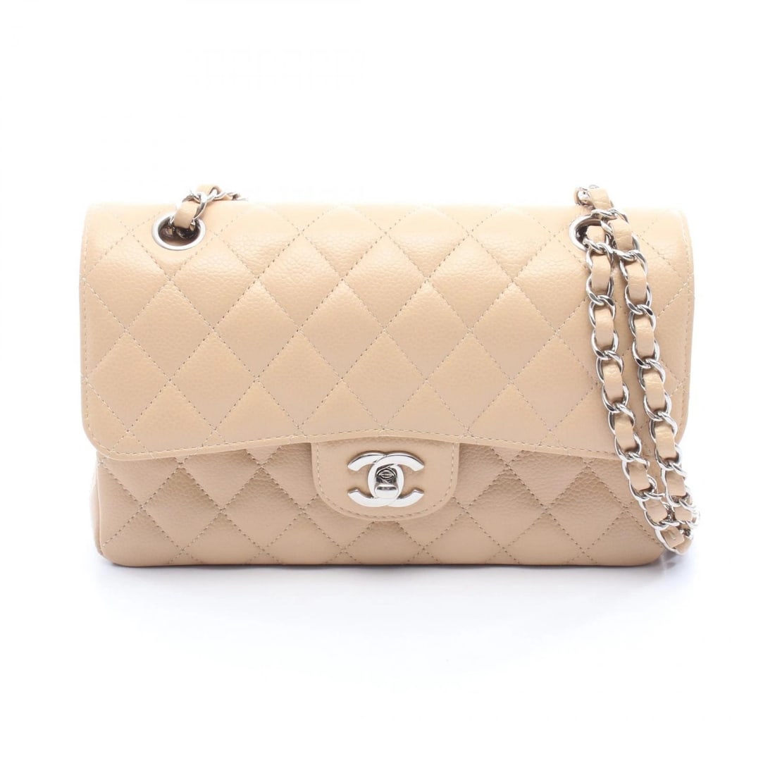 CHANEL MATELASSE W FLAP SHOULDER BAG: CHANEL Matelasse W flap Shoulder Bag Brand: CHANEL Type: Shoulder Bag Material: Grained Calfskin leather Color: Beige??ish colors Size: (H:5.5" x W:9.1" x D:2.4") Accessories: None Accesso