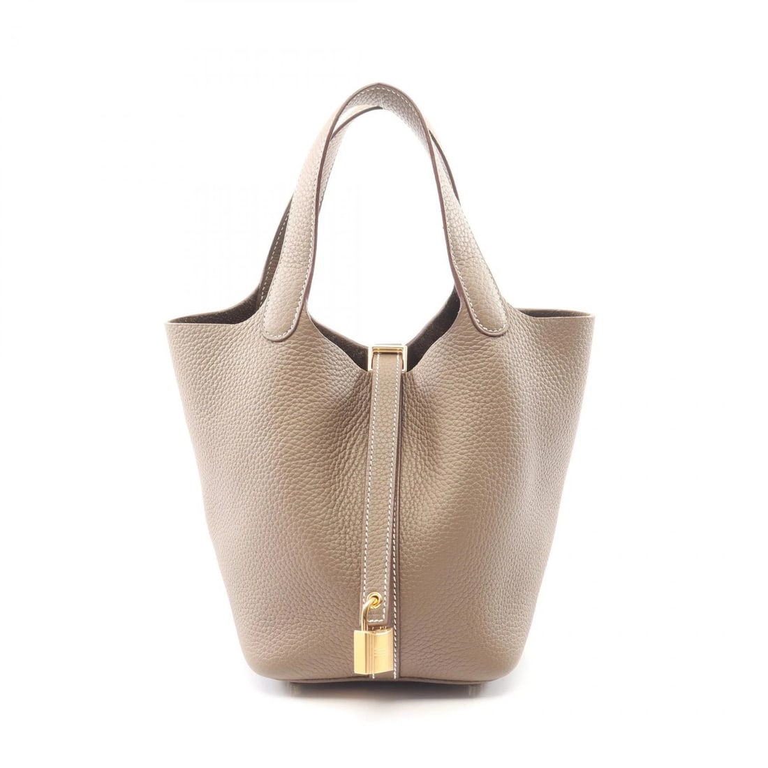 HERMES PICOTIN LOCK PM TOTE HANDBAG CLEMENCE: HERMES Picotin Lock PM Tote Handbag Clemence Brand: HERMES Type: Handbag Material: Taurillon Clemence × leather × Taurillon Clemence Color: Etoupe Grey / Beige??ish colors Size: (H:7.3" x W:7.5" x D