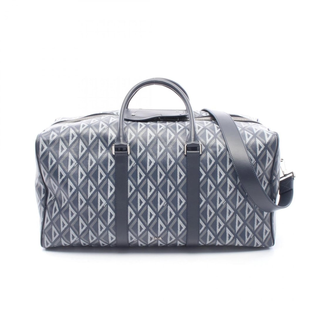 CHRISTIAN DIOR LANGO 50 CD DIAMOND DUFFEL BOSTON BAG: Christian Dior Lango 50 CD Diamond Duffel Boston bag Brand: Dior Type: Boston bag Material: PVC coated canvas × leather Color: Navy??ish colors × White??ish colors × Gray??ish colors Size: (H:9.8" 