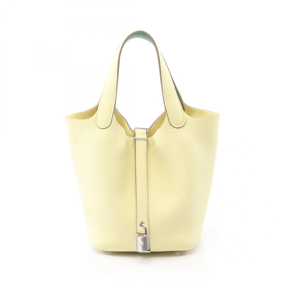 HERMES PICOTIN LOCK PM TOTE BUCKET HANDBAG: HERMES Picotin Lock PM tote bucket Handbag Brand: HERMES Type: Handbag Material: Taurillon Clemence × leather × Taurillon Clemence Color: Yellow??ish colors × Green??ish colors Size: (H:7.3" x W:7.