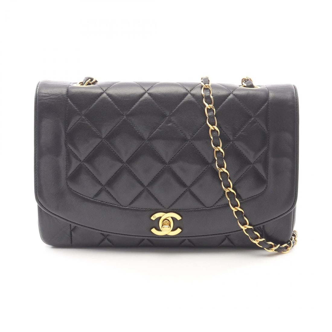 CHANEL MATELASSE DIANA FLAP CHAIN SHOULDER BAG: CHANEL Matelasse Diana Flap Chain Shoulder Bag Brand: CHANEL Type: Shoulder Bag Material: leather Color: Black??ish colors Size: (H:6.3" x W:9.8" x D:2.8") Accessories: None Accessories No