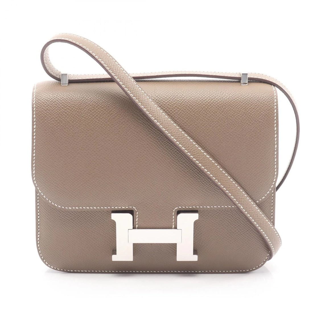 HERMES CONSTANCE III MINI MIROIR SHOULDER HANDBAG: HERMES Constance III Mini Miroir Shoulder Handbag Brand: HERMES Type: Shoulder Bag Material: Epsom × leather × Epsom Color: Etoupe Grey / Gray??ish colors Size: (H:5.9" x W:7.1" x D:0.8") Accessor