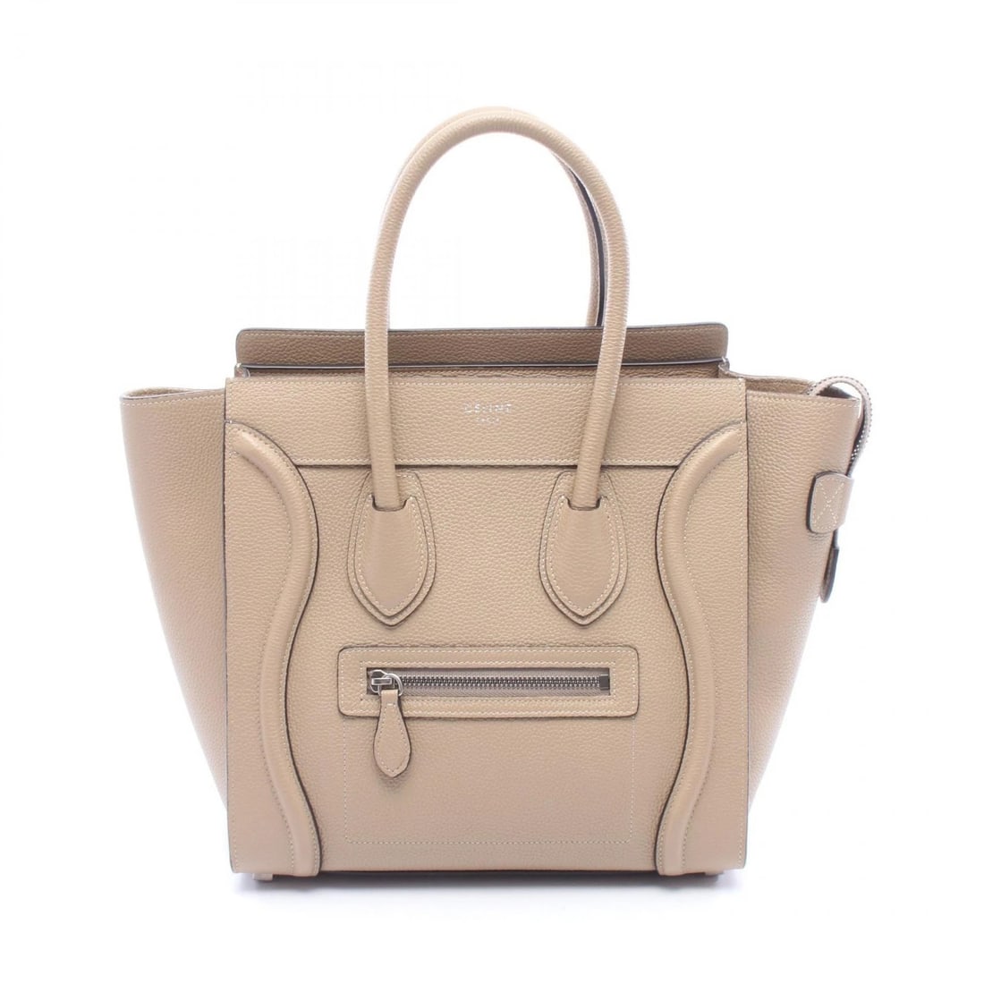 CELINE LUGGAGE MICRO SHOPPER HAND TOTE BAG: CELINE Luggage micro shopper Hand Tote Bag Brand: CELINE Type: Tote Bag Material: leather Color: Beige??ish colors Size: (H:10.2" x W:10.2" x D:5.1") Accessories: None Accessories Notice: