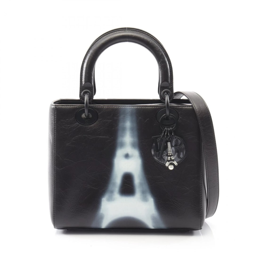 DIOR LADY DIOR SHOULDER HANDBAG LEATHER: Dior LADY DIOR Shoulder Handbag leather Brand: Dior Type: Handbag Material: leather Color: Black??ish colors Size: (H:7.9" x W:9.4" x D:4.3") Accessories: None Accessories Notice: When pur
