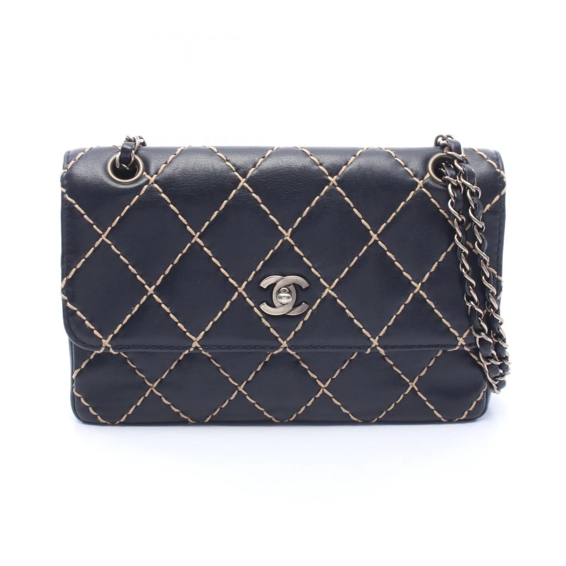 CHANEL WILD STITCH SHOULDER HANDBAG LEATHER BLACK: CHANEL Wild stitch Shoulder Handbag leather Black Brand: CHANEL Type: Shoulder Bag Material: leather Color: Black??ish colors Size: (H:6.9" x W:9.8" x D:2.4") Accessories: None Accessories