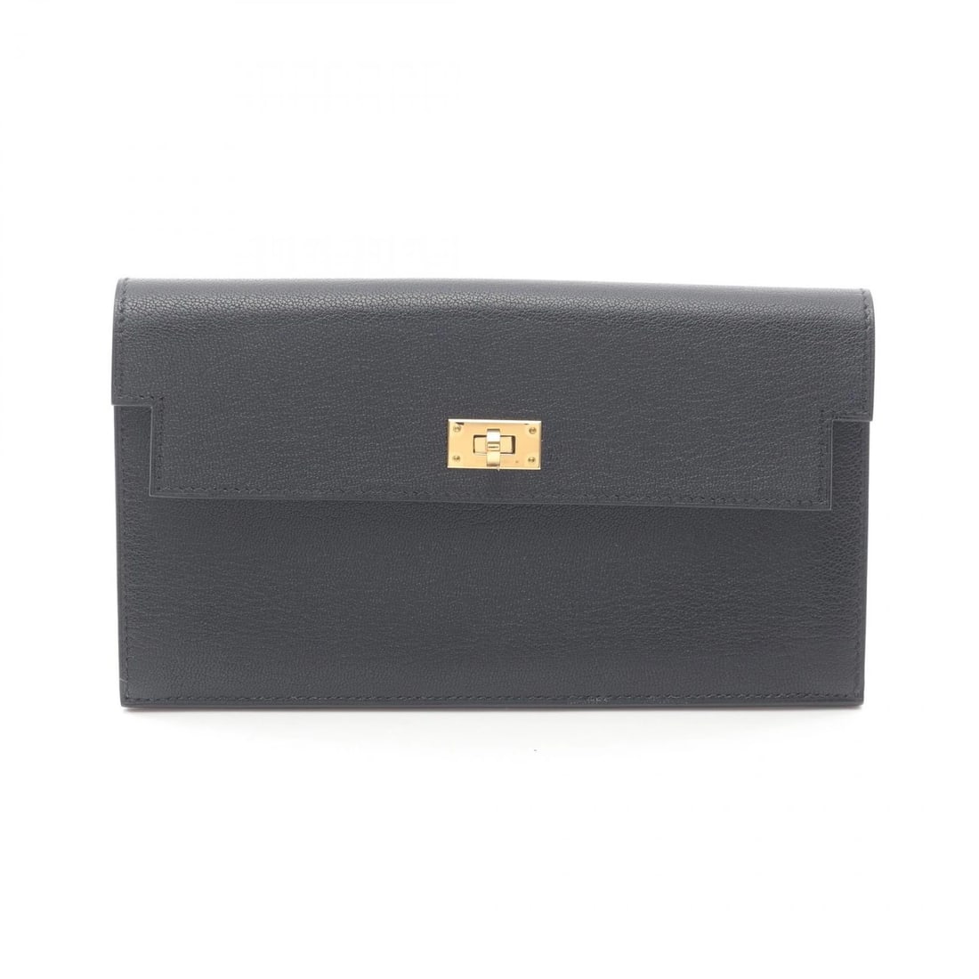 HERMES KELLY POCKET LONG BIFOLD PURSE CHEVRE: HERMES kelly pocket long Bifold purse Chevre Brand: HERMES Type: Bifoldpurse Material: leather × Chevre Shamqila Color: Black??ish colors Size: (H:4.3" x W:7.9"x D:0.8) Accessories: None A
