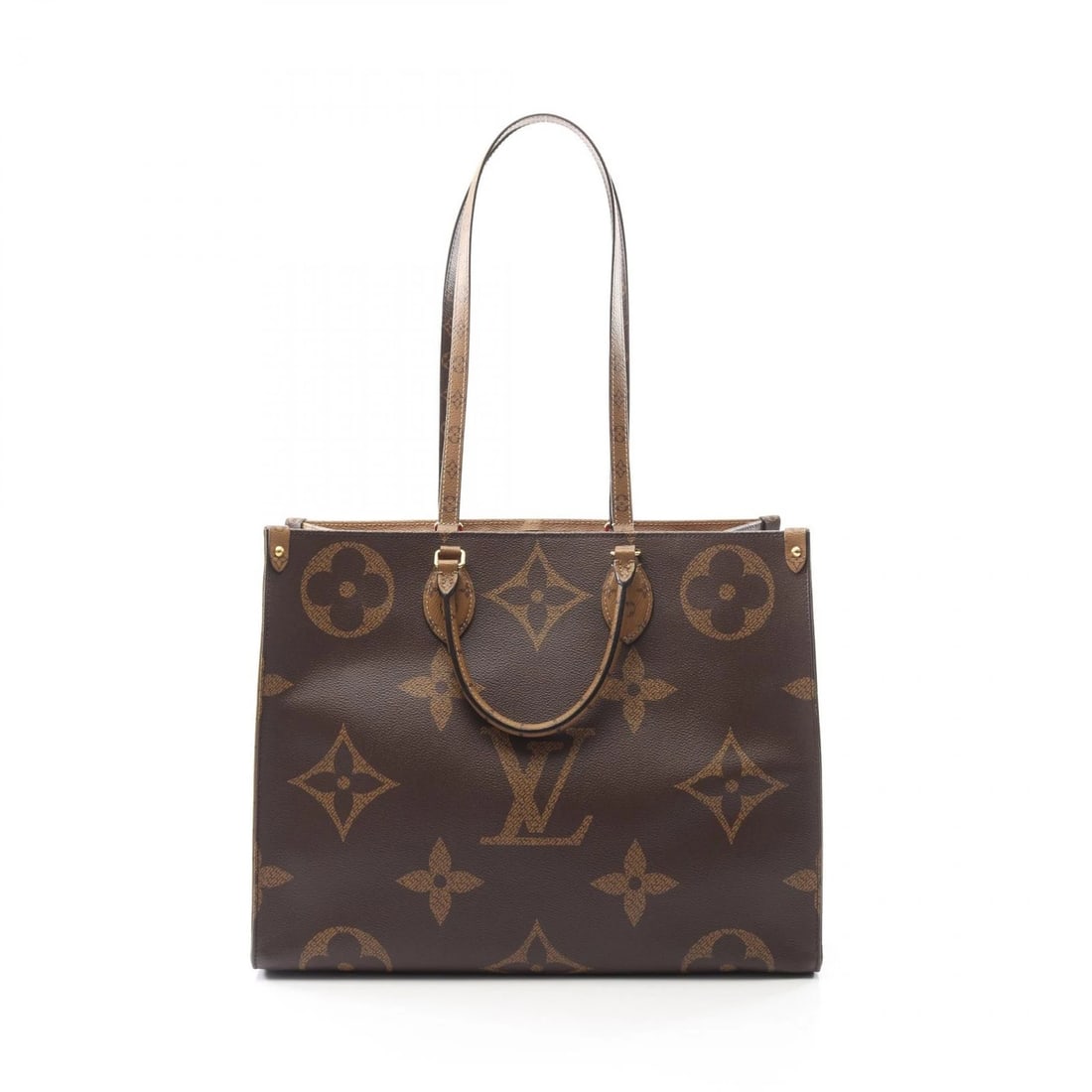 LOUIS VUITTON ON-THE-GO GM TOTE SHOULDER BAG: LOUIS VUITTON On-the-go GM Tote shoulder Bag Brand: LOUIS VUITTON Type: Tote Bag Material: Monogram / Giant Reverse × PVC coated canvas Color: Beige / Brown??ish colors × Beige??ish colors Size: (H: