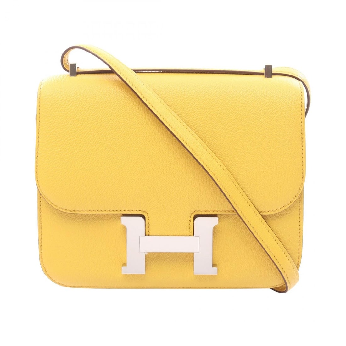 HERMES CONSTANCE 3 MINI SHOULDER HAND BAG: HERMES Constance 3 mini Shoulder hand Bag Brand: HERMES Type: Shoulder Bag Material: Chevre × leather × Chevre Color: Sun / Yellow??ish colors Size: (H:5.9" x W:7.1" x D:0.8") Accessories: None