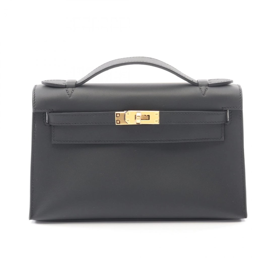 HERMES POCHETTE KELLY MINI HANDBAG K SWIFT: HERMES Pochette Kelly Mini Handbag K Swift Brand: HERMES Type: Handbag Material: Vaux Swift leather × leather × Vaux Swift leather Color: Black??ish colors Size: (H:4.7" x W:8.5" x D:2.8") Accesso