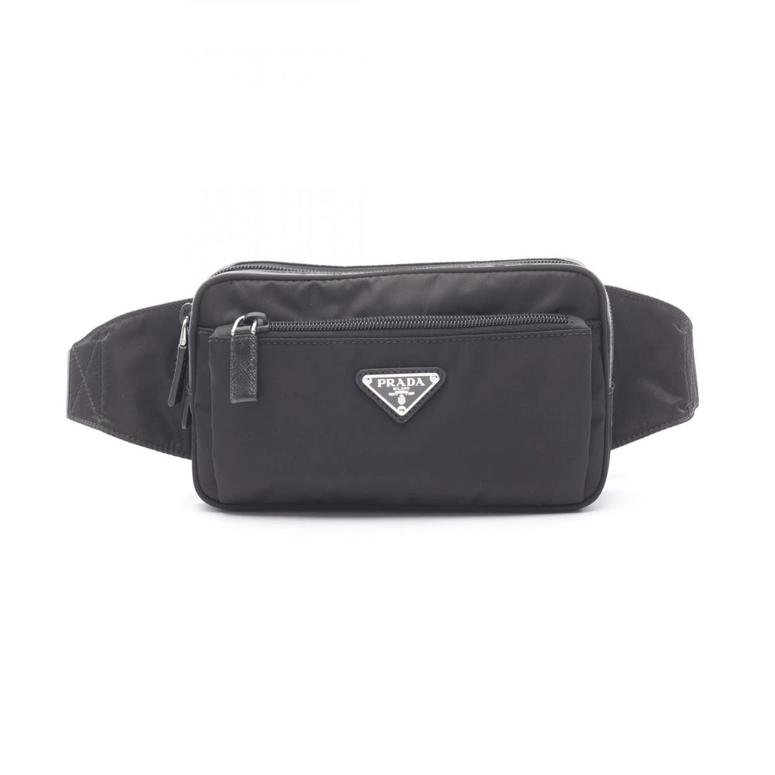 PRADA RE-NYLON WAIST BELT NBAG: PRADA Re-Nylon Waist Belt NBag Brand: PRADA Type: Waist bag Body bag Material: Nylon × Saffiano leather Color: Black??ish colors Size: (H:5.1" x W:8.3" x D:2.0") Accessories: None Accessor