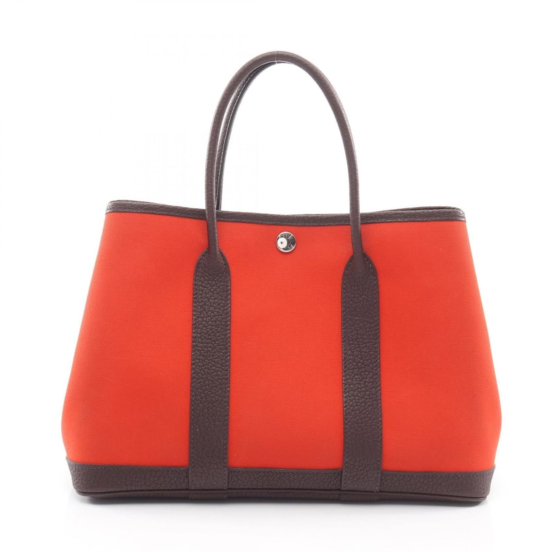 HERMES GARDEN PARTY TPM TOTE BAG: HERMES Garden party TPM Tote Bag Brand: HERMES Type: Tote Bag Material: Toile officier × canvas × Negonda leather Color: Rouge sellier / Red??ish colors × Brown??ish colors × Orange Mecano??ish co