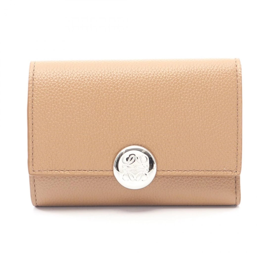 LOEWE PEBBLE SMALL VERTICAL WALLET TRI-FOLD WALLET: LOEWE Pebble Small Vertical Wallet Tri-fold wallet Brand: LOEWE Type: Tri-fold wallet Material: leather Color: Brown??ish colors Size: (H:3.1" x W:4.7"x D:1.2) Accessories: None Accessorie