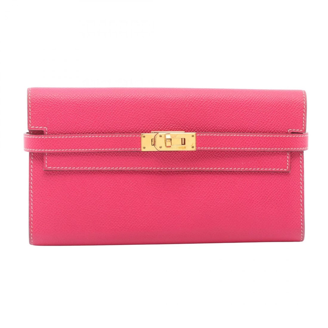 HERMES KELLY WALLET LONG BI-FOLD WALLET EPSOM LEATHER: HERMES Kelly wallet long Bi-fold wallet Epsom leather Brand: HERMES Type: Bi-fold wallet Material: Epsom × leather Color: Rose tyrien / Pink??ish colors Size: (H:4.3" x W:7.9"x D:0.8) Accessories: