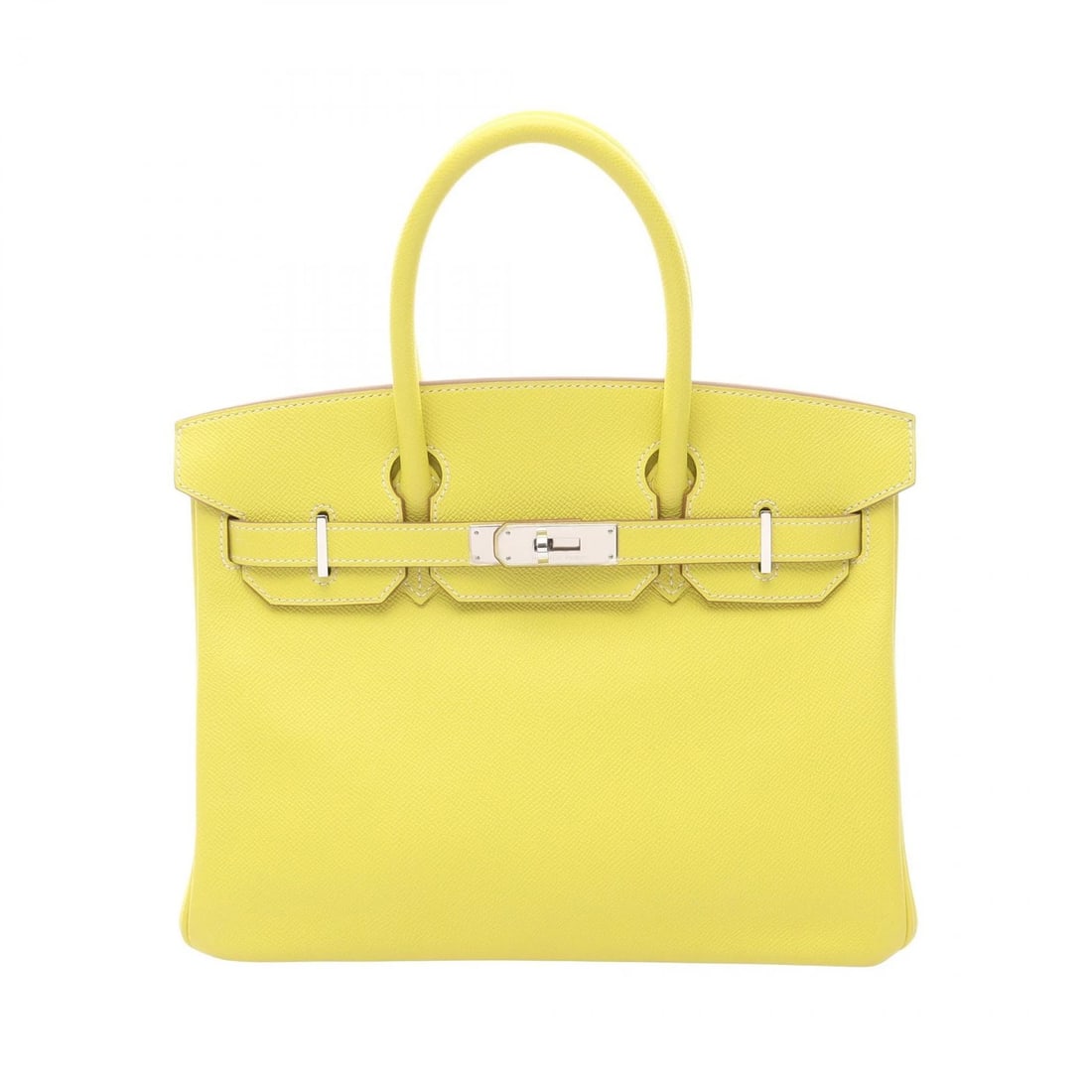 HERMES CANDY BIRKIN 30 HANDBAG O EPSOM LEATHER: HERMES Candy Birkin 30 Handbag O Epsom leather Brand: HERMES Type: Handbag Material: Epsom × leather × Calfskin (cowhide) × Epsom Color: Lime / Yellow??ish colors Size: (H:9.4" x W:11.8" x D:5.9")