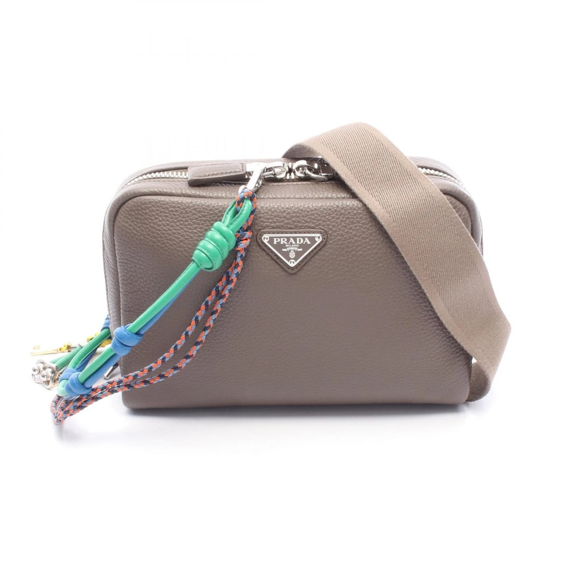 PRADA VIT.DAINO SHOULDER CROSSBODY BAG: PRADA VIT.DAINO Shoulder Crossbody Bag Brand: PRADA Type: Shoulder Bag Material: leather Color: Gray??ish colors Size: (H:6.7" x W:9.4" x D:2.8") Accessories: None Accessories Notice: When