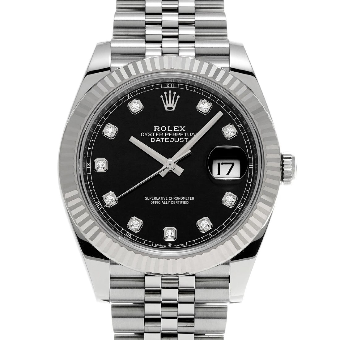 ROLEX DATEJUST BRIGHT BLACK/DIAMOND WATCH: ROLEX Datejust Bright Black/Diamond WATCH Brand: ROLEX Type: Wristwatch Material: Band Material Stainless steel, Case Material Stainless steel Color: Dial Color Bright Black/Diamond Size: ??Case? H/ab