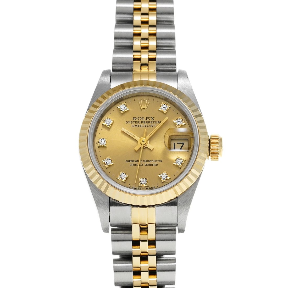 ROLEX DATEJUST CHAMPAGNE/DIAMOND WATCH: ROLEX Datejust Champagne/Diamond WATCH Brand: ROLEX Type: Wristwatch Material: Band Material Stainless steel/Yellow Gold, Case Material Stainless steel Color: Dial Color Champagne/Diamond Size: ??Case