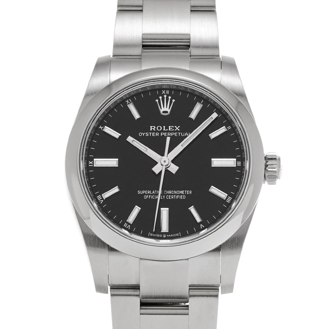 ROLEX OYSTER PERPETUAL BLACK WATCH: ROLEX Oyster Perpetual Black WATCH Brand: ROLEX Type: Wristwatch Material: Band Material Stainless steel, Case Material Stainless steel Color: Dial Color Black Size: ??Case? H/about 34mm W/about 34mm 