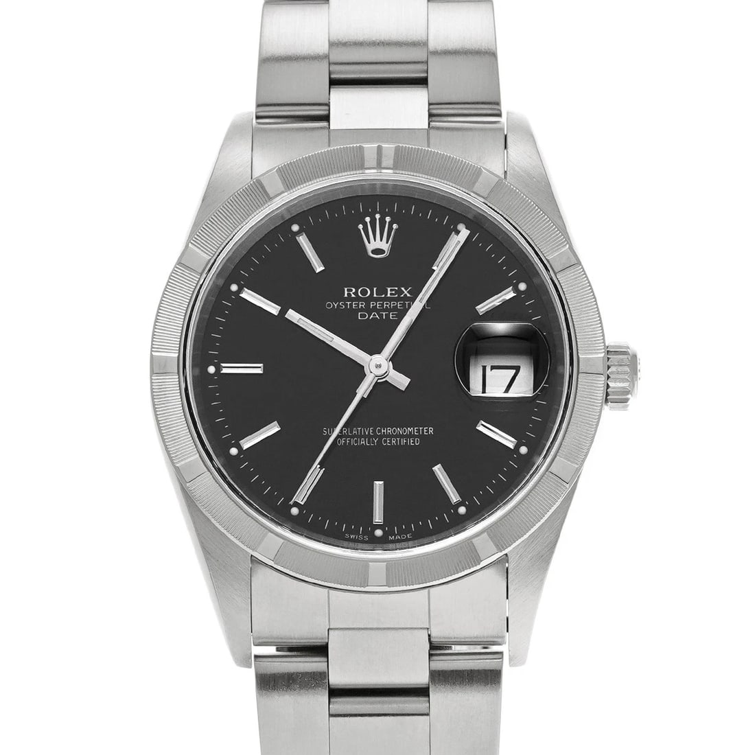 ROLEX OYSTER PERPETUAL DATE BLACK WATCH: ROLEX Oyster Perpetual Date Black WATCH Brand: ROLEX Type: Wristwatch Material: Band Material Stainless steel, Case Material Stainless steel Color: Dial Color Black Size: ??Case? H/about 34mm W/about 