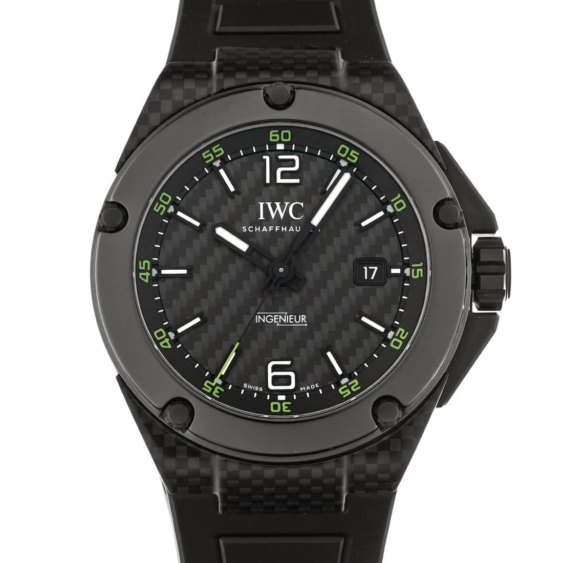 IWC INGENIEUR AUTOMATIC CARBON PERFORMANCE CERAMIC LIMITED BLACK WATCH: IWC Ingenieur Automatic Carbon Performance Ceramic Limited Black WATCH Brand: IWC Type: Wristwatch Material: Band Material rubber, Case Material Carbon fiber Color: Dial Color Black Size: ??Case? H/ab