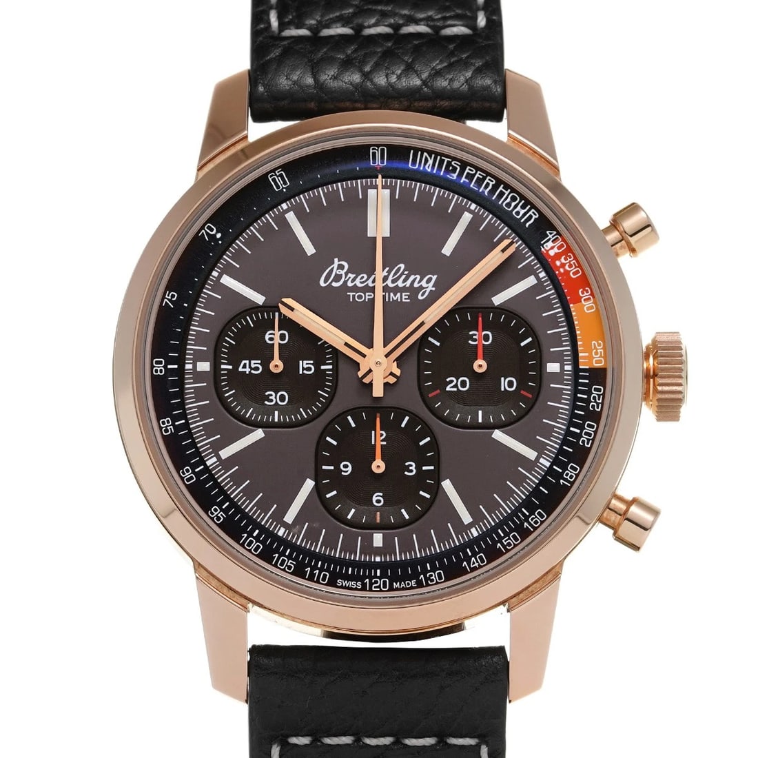 BREITLING TOP TIME BROWN/BLACK WATCH: BREITLING Top Time Brown/Black WATCH Brand: BREITLING Type: Wristwatch Material: Band Material calf, Case Material Red gold Color: Dial Color Brown/Black Size: ??Case? H/about 41mm W/about 41mm D/abou