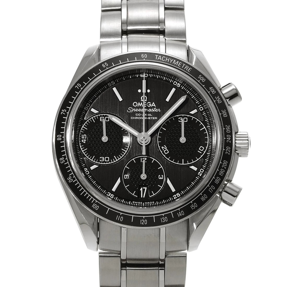 OMEGA SPEEDMASTER RACING CO-AXIAL BLACK WATCH: OMEGA Speedmaster Racing Co-Axial Black WATCH Brand: OMEGA Type: Wristwatch Material: Band Material Stainless steel, Case Material Stainless steel Color: Dial Color Black Size: ??Case? H/about 40mm