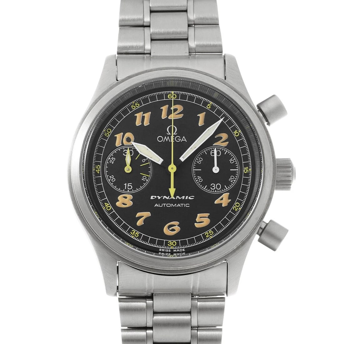 OMEGA DYNAMIC CHRONOGRAPH BLACK WATCH: OMEGA Dynamic Chronograph Black WATCH Brand: OMEGA Type: Wristwatch Material: Band Material Stainless steel, Case Material Stainless steel Color: Dial Color Black Size: ??Case? H/about 38.5mm W/about 