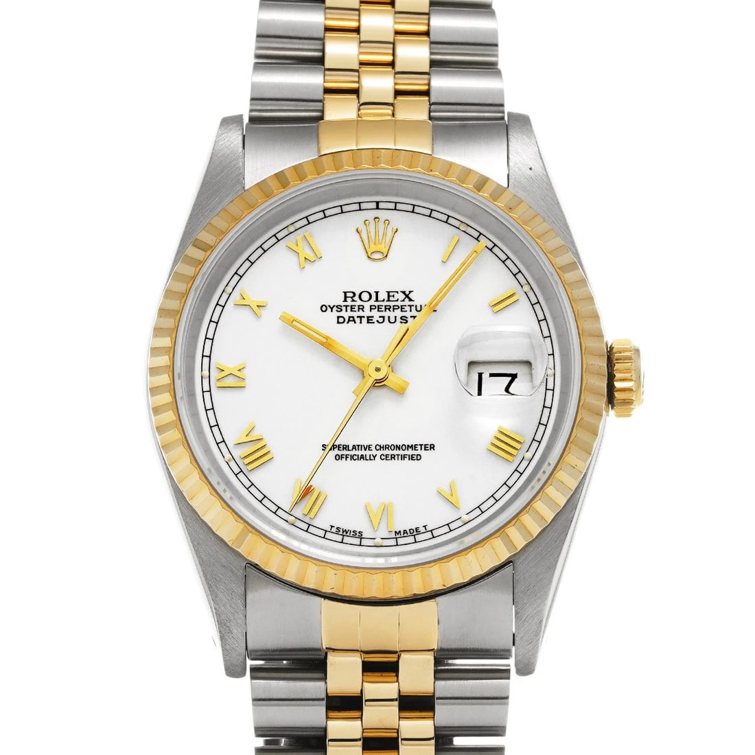 ROLEX DATEJUST WHITE WATCH: ROLEX Datejust White WATCH Brand: ROLEX Type: Wristwatch Material: Band Material Stainless steel/Yellow Gold, Case Material Stainless steel Color: Dial Color White Size: ??Case? H/about 36mm W/about 3