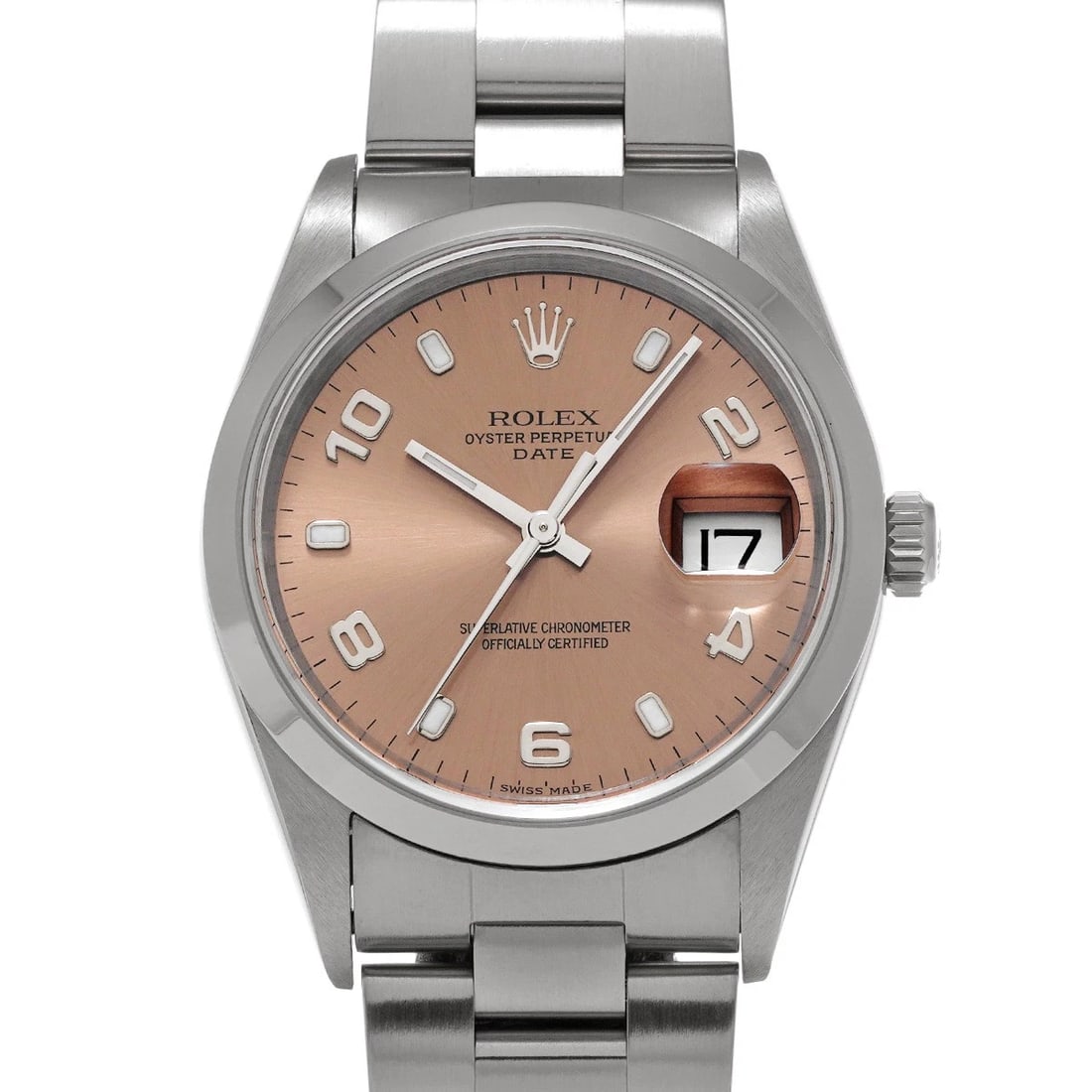 ROLEX OYSTER PERPETUAL DATE PINK WATCH: ROLEX Oyster Perpetual Date Pink WATCH Brand: ROLEX Type: Wristwatch Material: Band Material Stainless steel, Case Material Stainless steel Color: Dial Color Pink Size: ??Case? H/about 34mm W/about 34