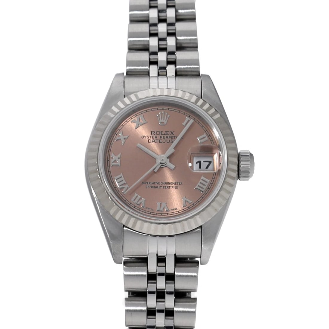 ROLEX DATEJUST PINK WATCH: ROLEX Datejust Pink WATCH Brand: ROLEX Type: Wristwatch Material: Band Material Stainless steel, Case Material Stainless steel Color: Dial Color Pink Size: ??Case? H/about 26mm W/about 26mm D/about 10