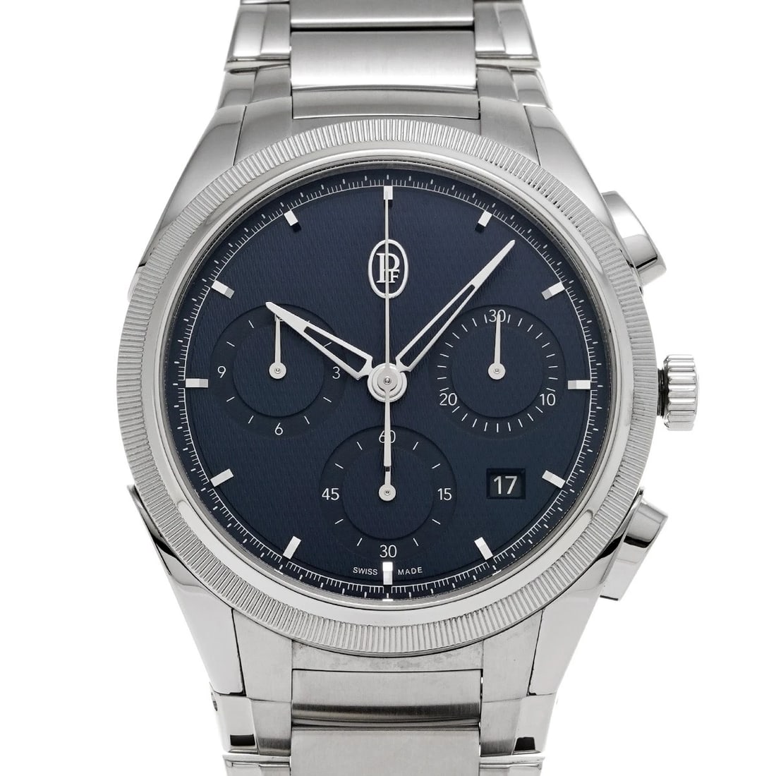 PARMIGIANI FLEURIER TONDA PF CROCOGRAPH BLUE WATCH: Parmigiani Fleurier Tonda PF Crocograph Blue WATCH Brand: Parmigiani Fleurier Type: Wristwatch Material: Band Material Stainless steel, Case Material Stainless steel Color: Dial Color Blue Size: ??Cas