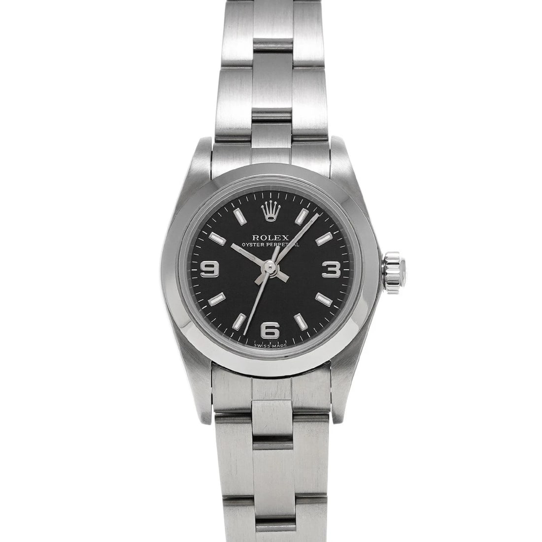 ROLEX OYSTER PERPETUAL BLACK WATCH: ROLEX Oyster Perpetual Black WATCH Brand: ROLEX Type: Wristwatch Material: Band Material Stainless steel, Case Material Stainless steel Color: Dial Color Black Size: ??Case? H/about 24mm W/about 24mm 