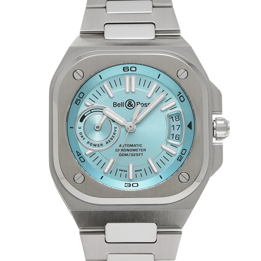 BELL & ROSS BR-X5 ICE BLUE STEEL ICE BLUE WATCH: Bell & Ross BR-X5 Ice Blue Steel Ice Blue WATCH Brand: Bell & Ross Type: Wristwatch Material: Band Material Stainless steel, Case Material Stainless steel Color: Dial Color Ice Blue Size: ??Case? H/ab
